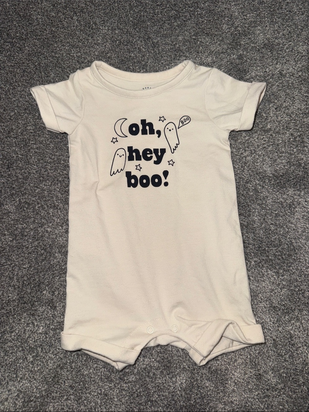 Cat & Jack Cream "Oh, Hey Boo!" Ghost Short Sleeve One-Piece
